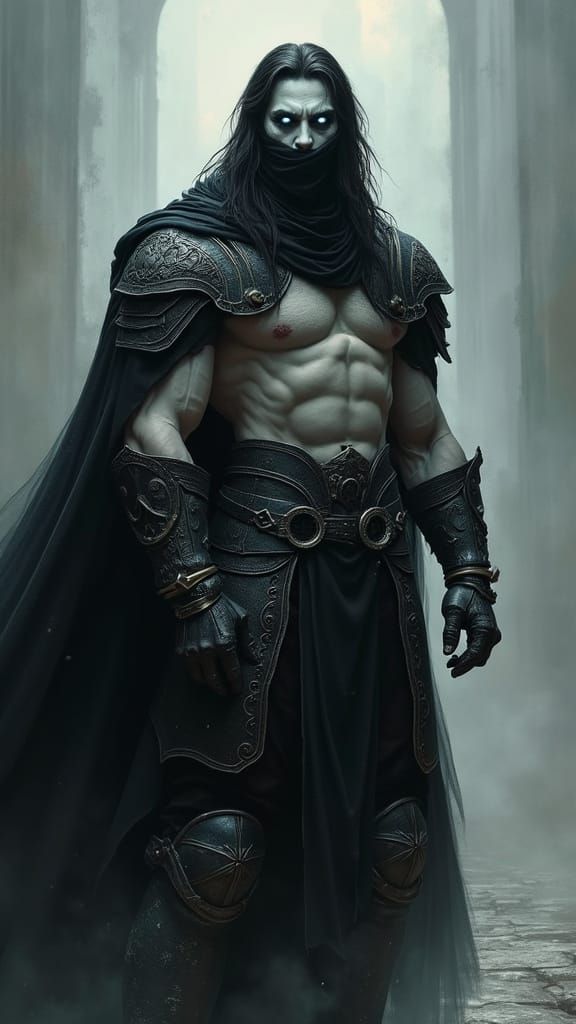 Medieval Fantasy Warrior in Dark Plate Armor