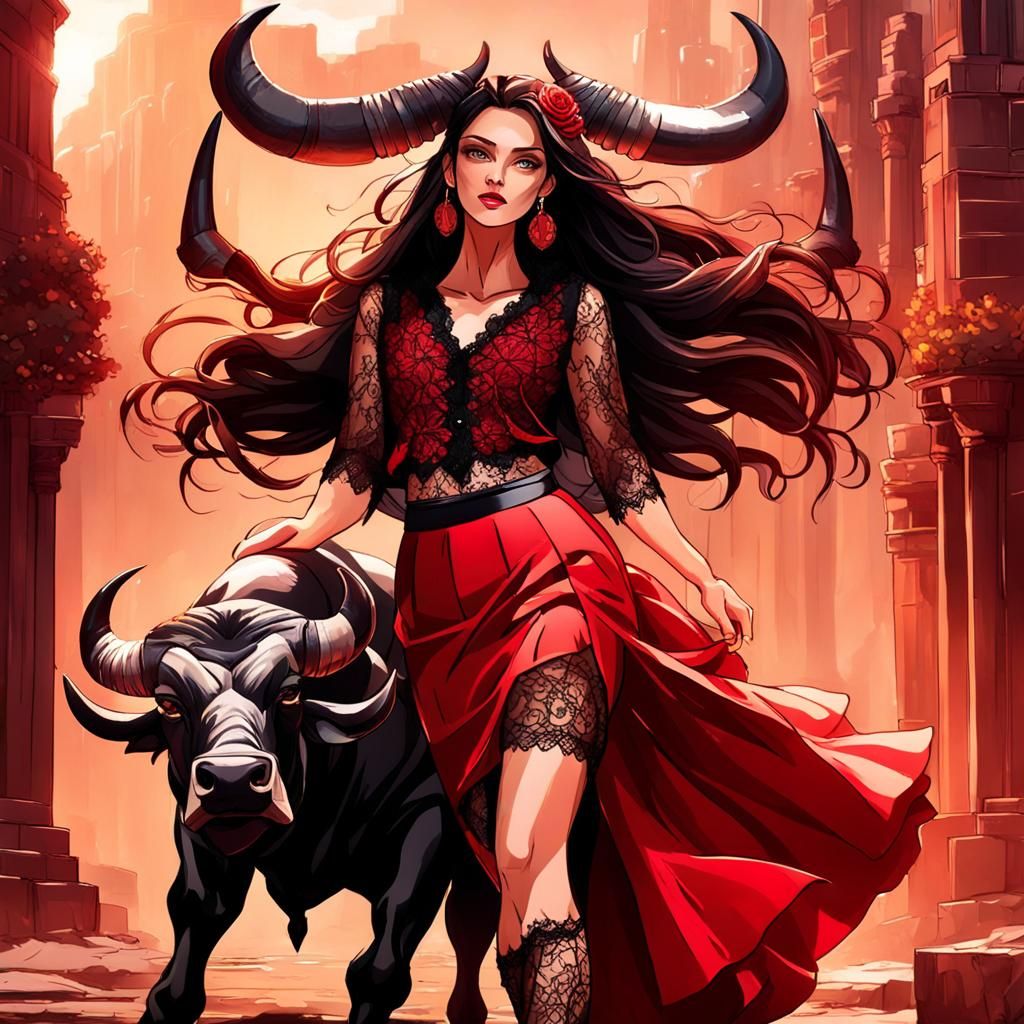 Bull-Headed Woman in Fantasy Concept Art