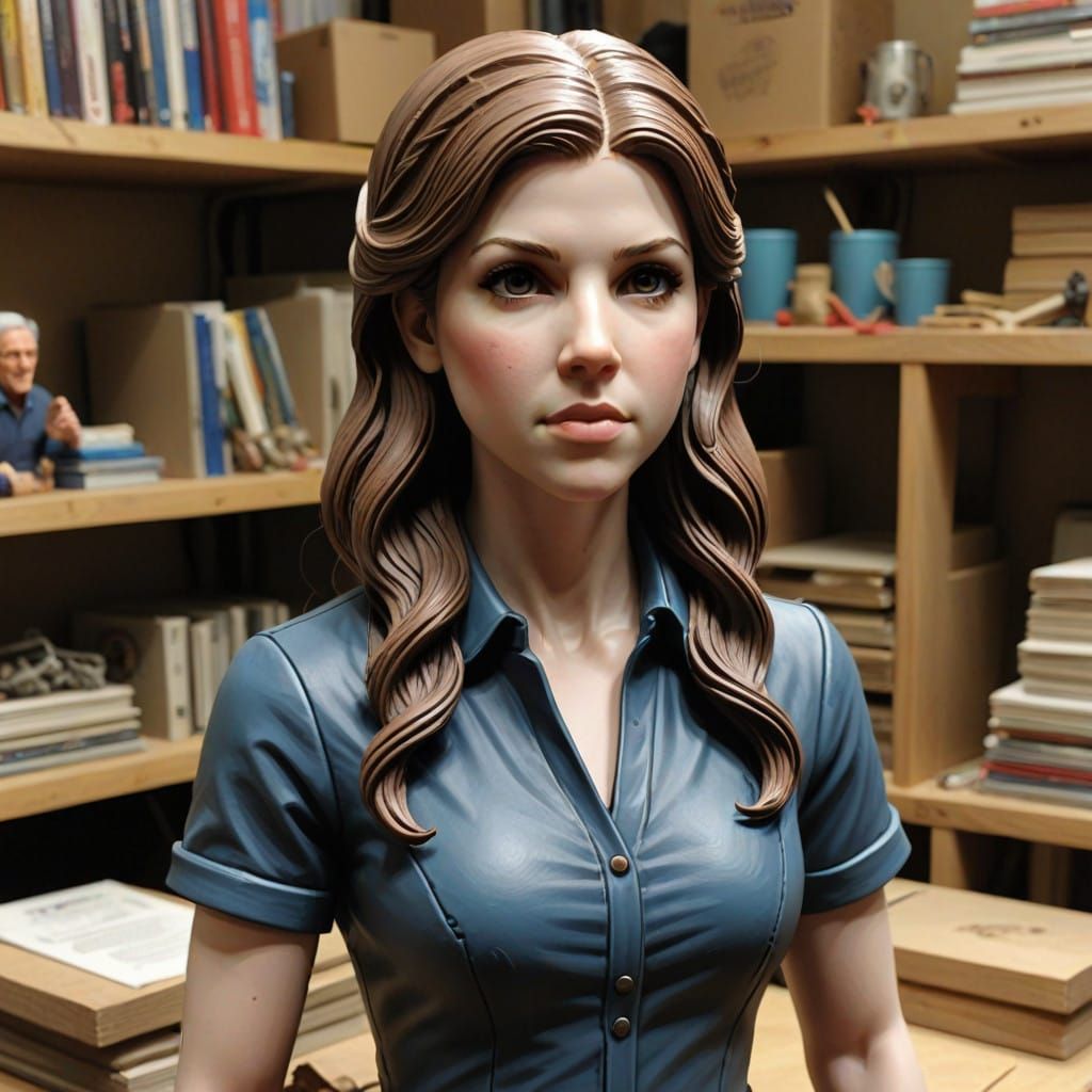 Anna Kendrick Clay Sculpture in Comic Book Style