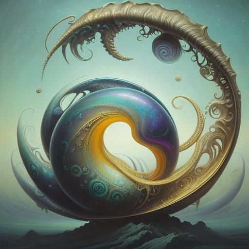 Ethereal Mollusks in Cosmic Starry Space