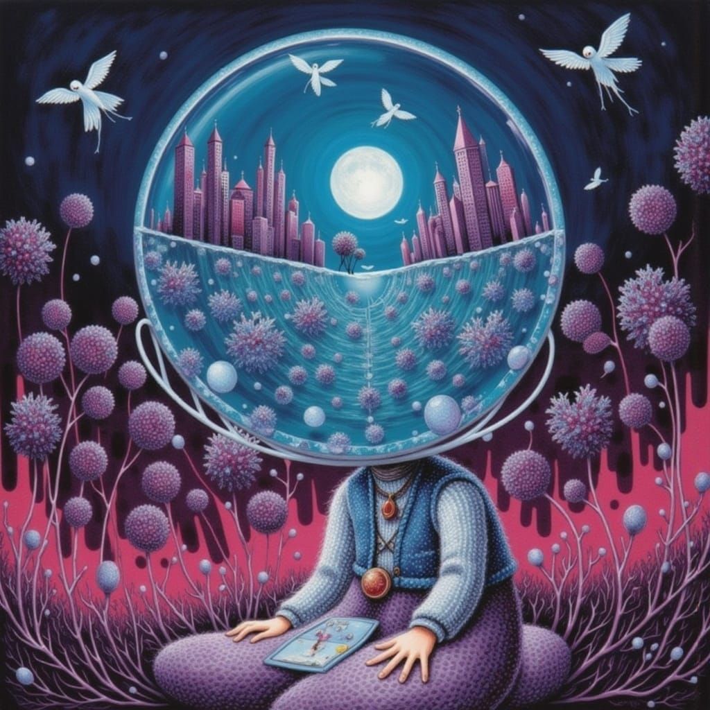 A crocheted surreal entity  looking forward <lora:tigerchen:...