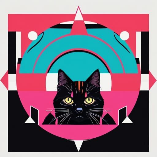 Kitten at School in Pop Art Style