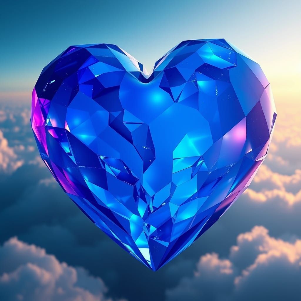 Crystal Heart in Ethereal Nebula