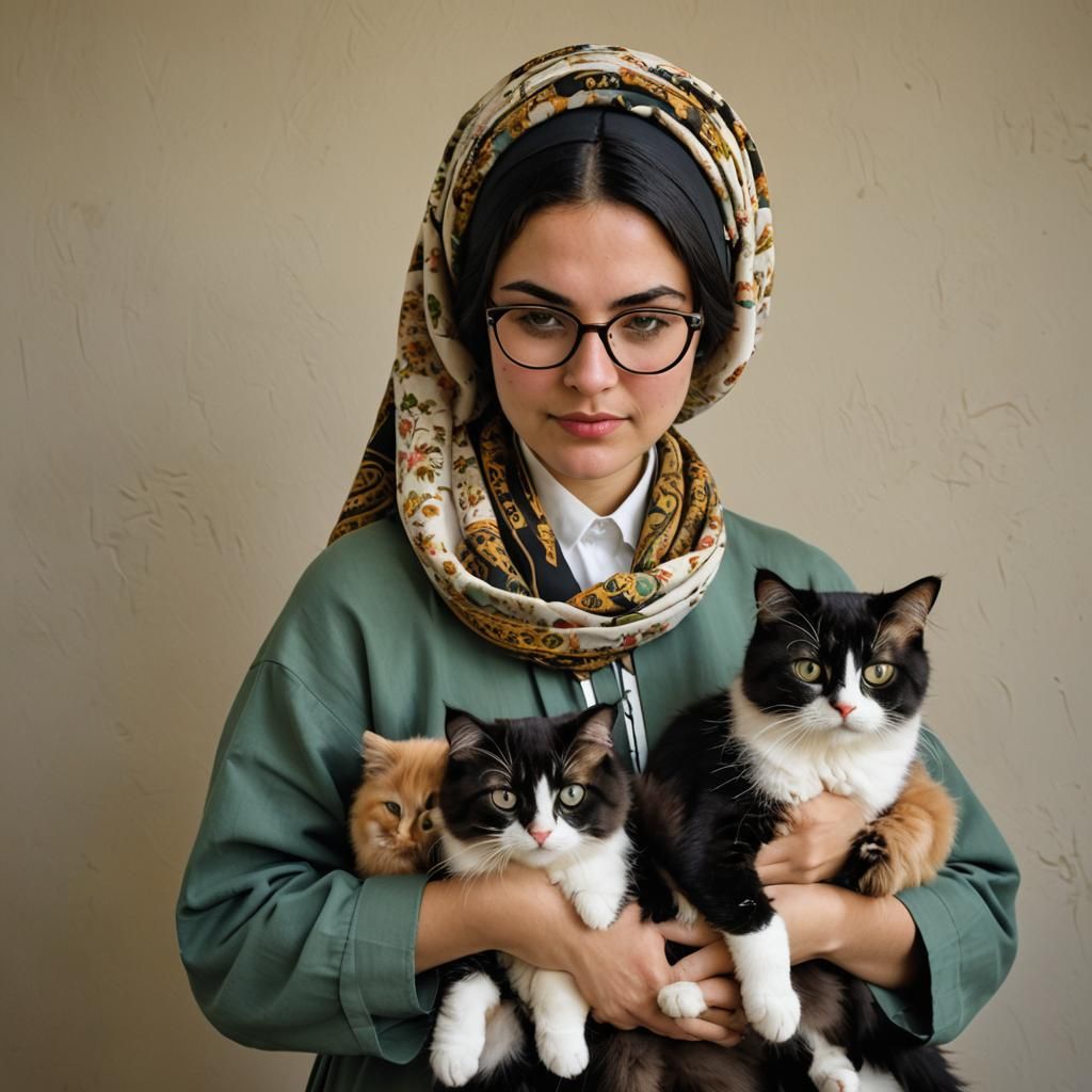 Girl with Cats: Detailed Matte Painting