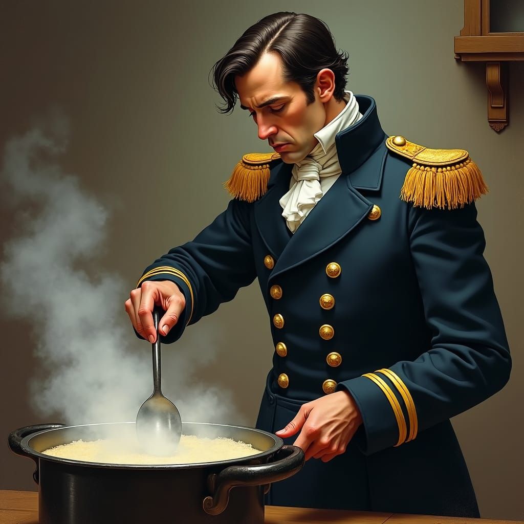 Sherlock Holmes as Naval Officer Cooking