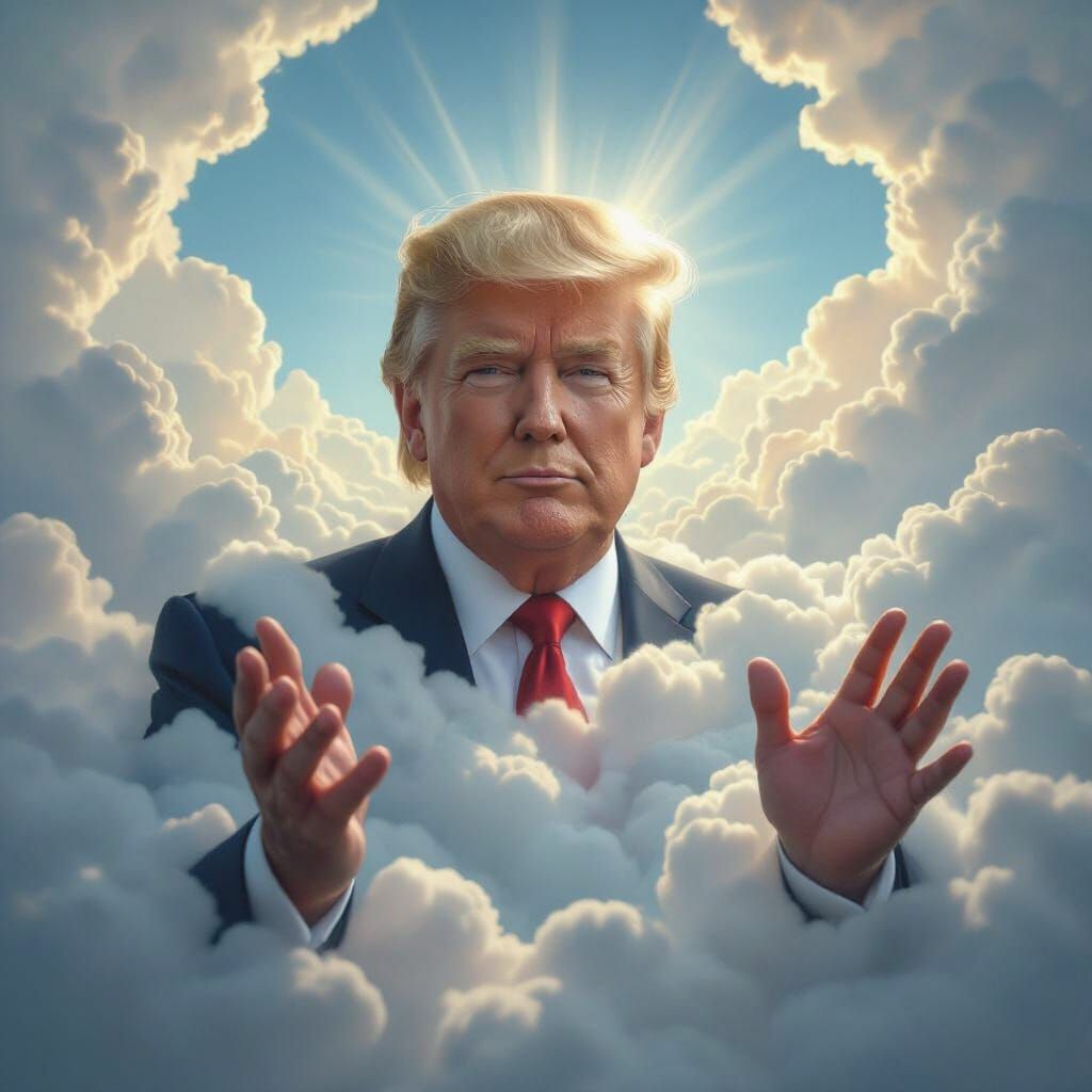 Ethereal Cloud Portrait of Donald Trump as Surreal Art