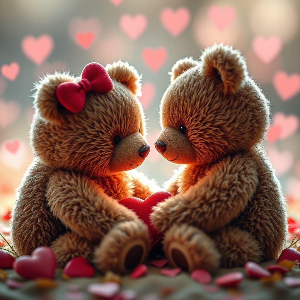 Valentine's bear couple with heart