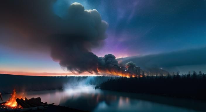 Psychedelic 1970s Rock Music Scene with Fire