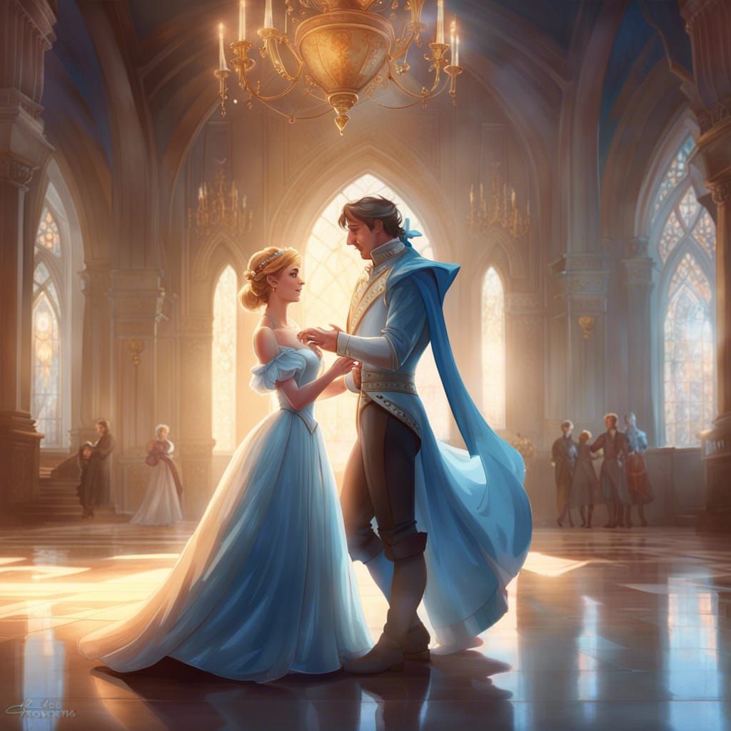 cinderella and prince in the castle