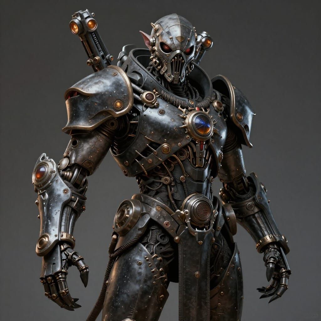 Armored Gremlin Character with Sci-Fi Weaponry