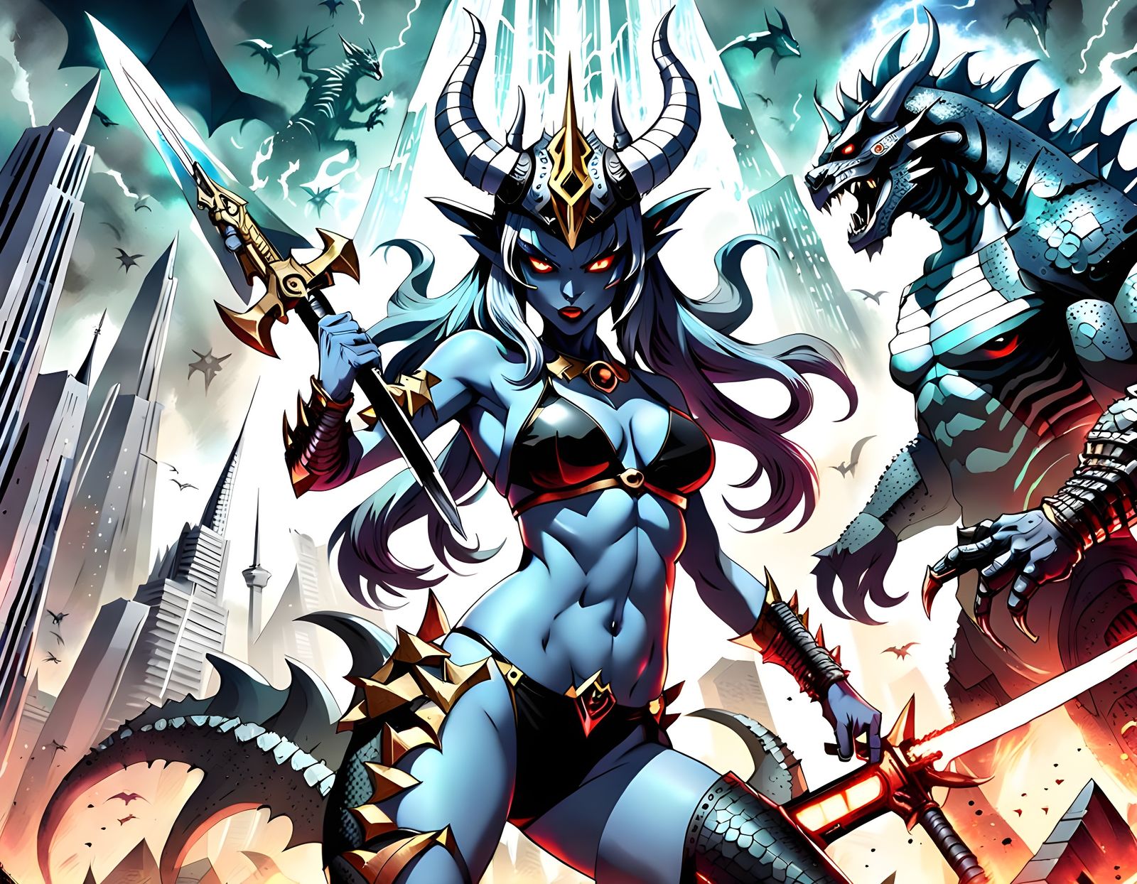 Anime Demoness Unleashes Chaos in Cyberpunk Apocalypse