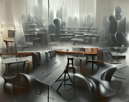 Desaturated Empty Classroom as Digital Matte Painting