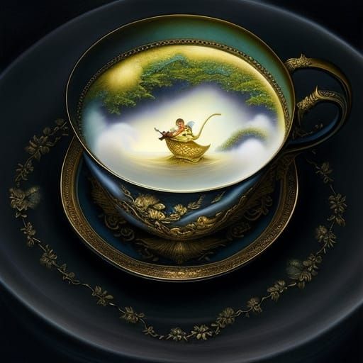 Storm in a Teacup: Hyperrealistic Digital Illustration