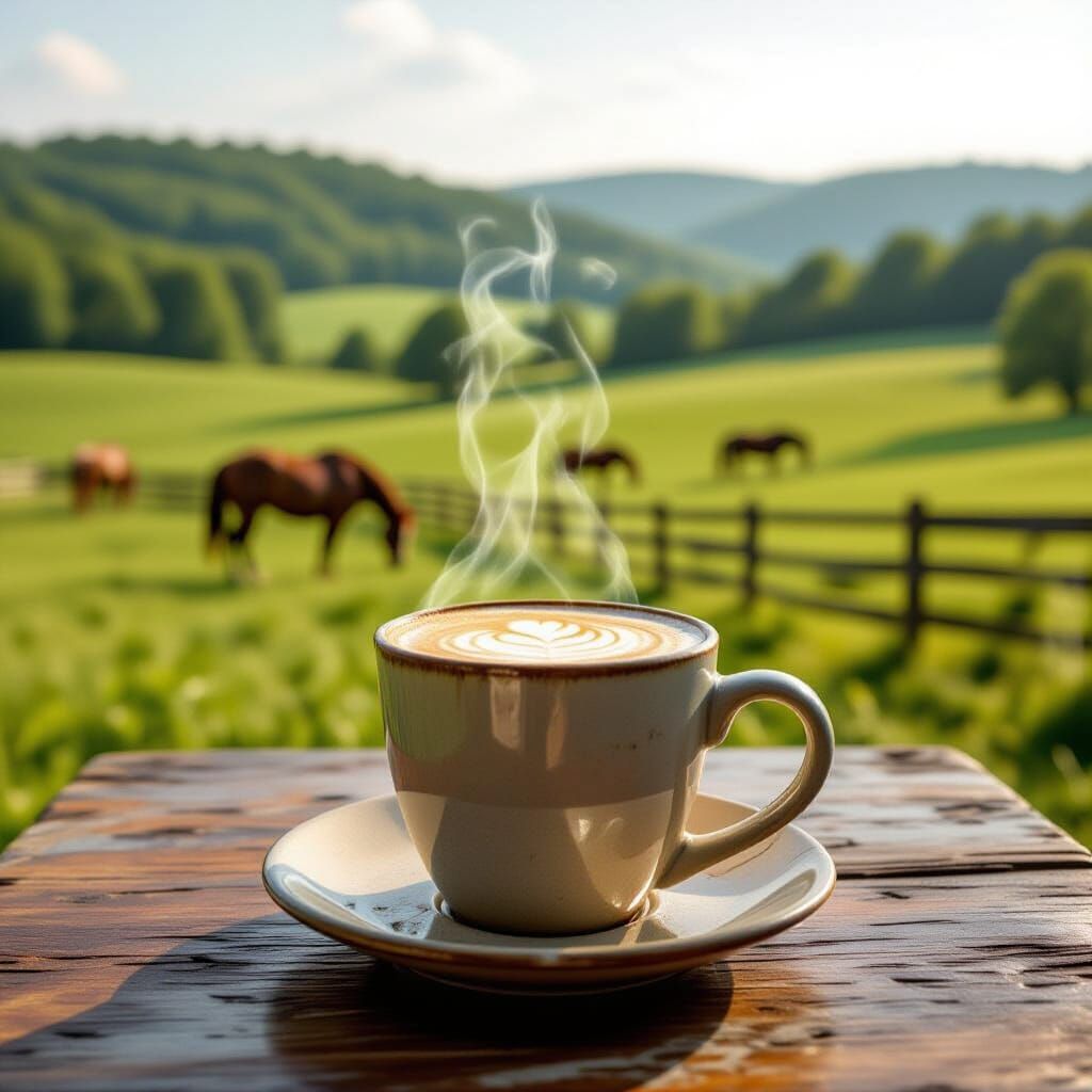 Kentucky Horse Farm Latte in Realistic Photo Style