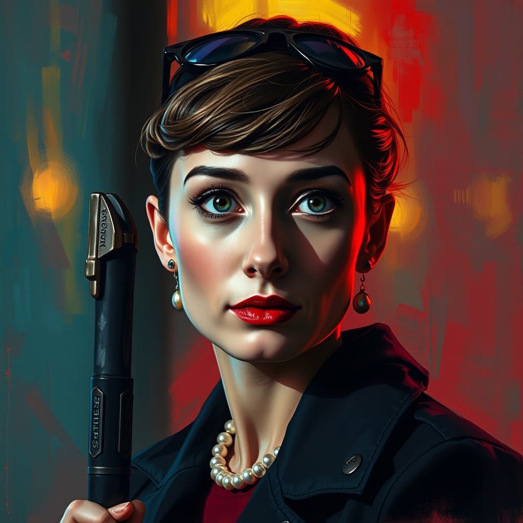 Audrey Hepburn as Holly Golightly in a Vibrant, Colorful Set...