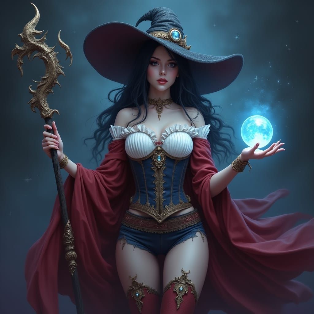 Elegant Fantasy Witch in Photorealistic Art