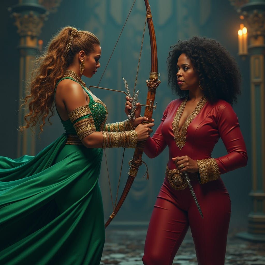 Medieval Princess Bound to Archery Target in Epic Fantasy Sc...