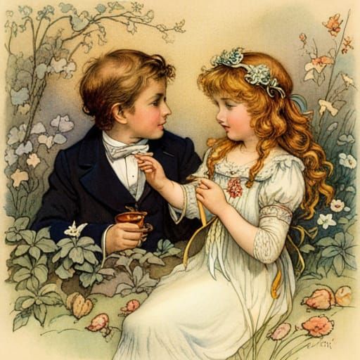 Love at First Sight in Golden Age Illustration Style