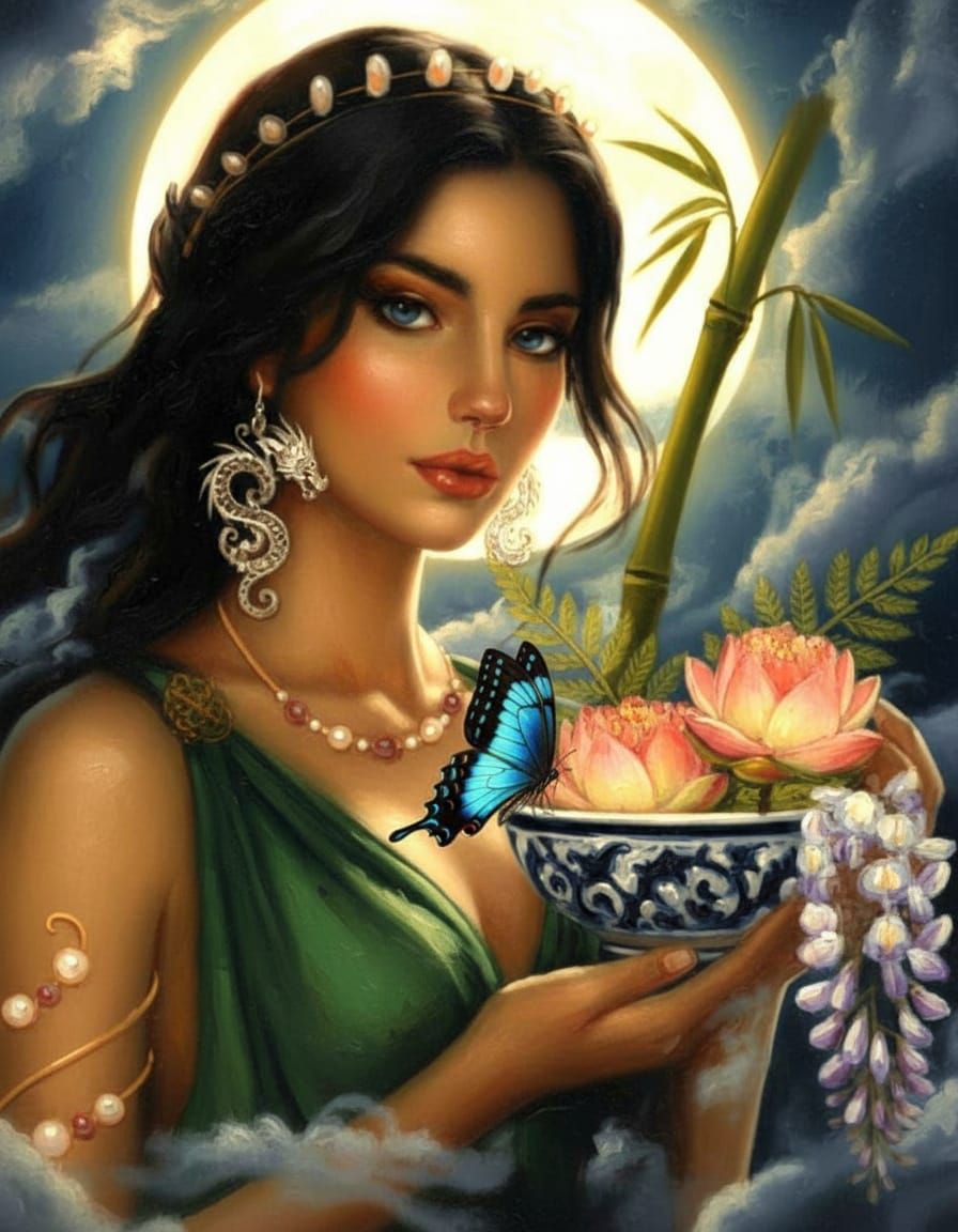 Surreal Greco-Roman Woman with Amphora at Dawn