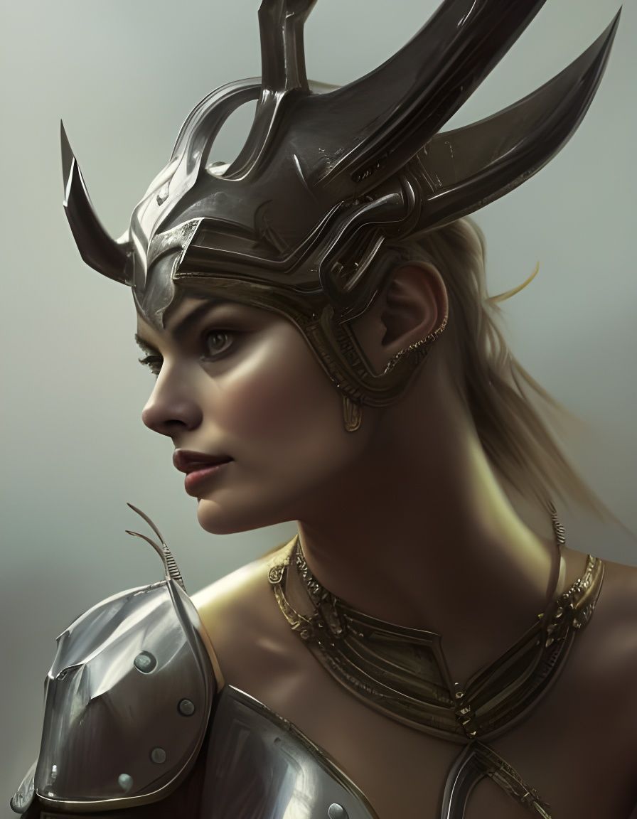 Armored Woman Portrait in Hyperdetailed Style