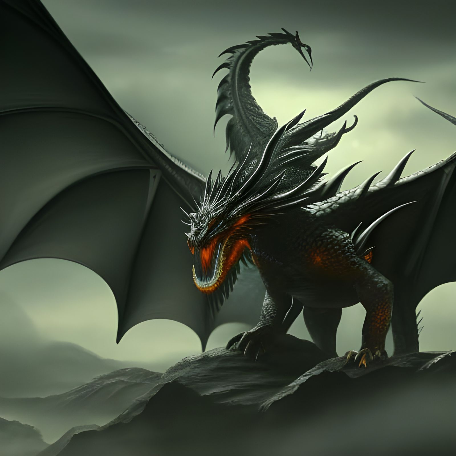 Blue Fire Dragon Roaring in a Fantasy Landscape