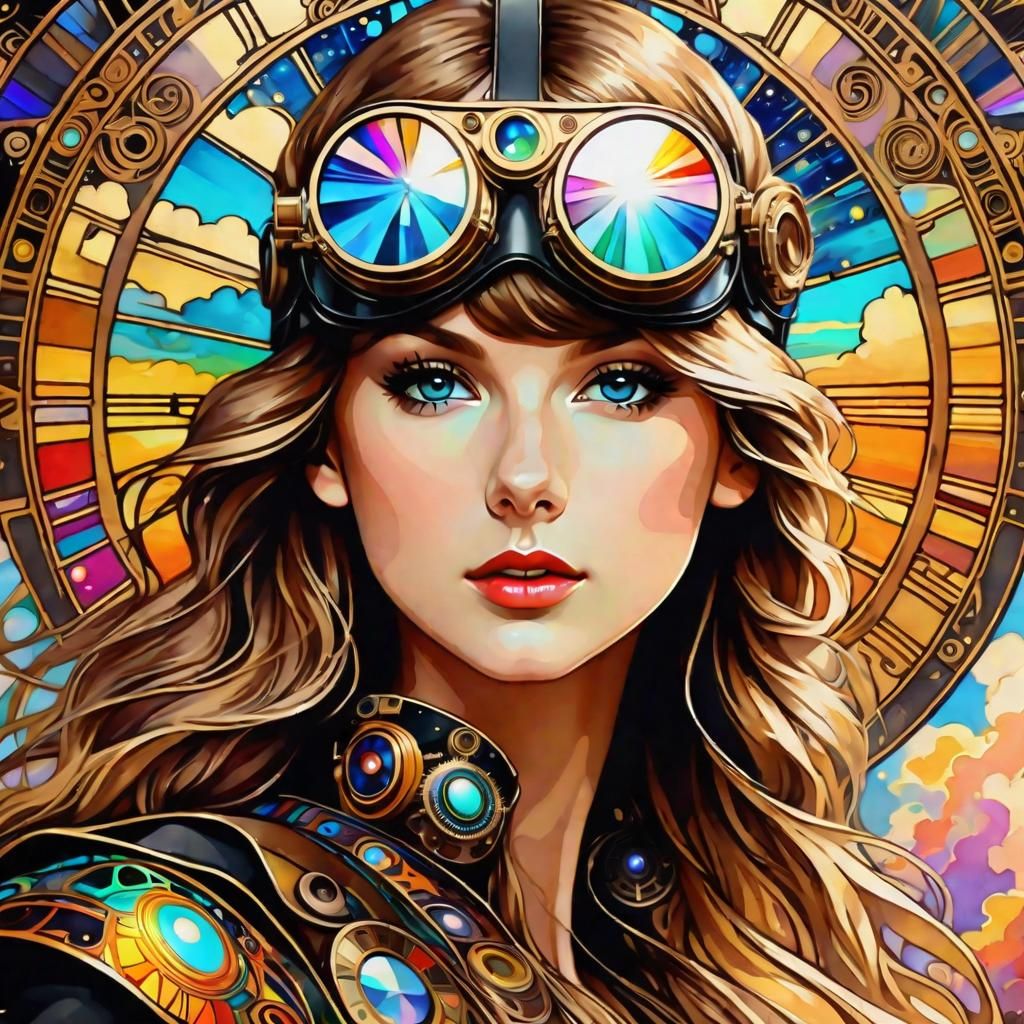 Steampunk Taylor Swift with Prismatic Eyes