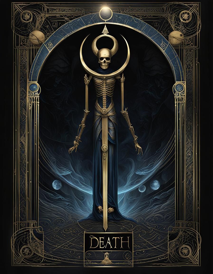 Eerie Sci-Fi Tarot Card: Death, in Digital Art Style