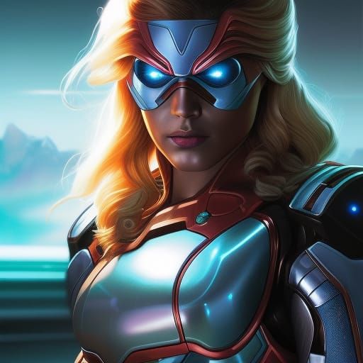 Beautiful Cyborg Woman in Dystopian Setting