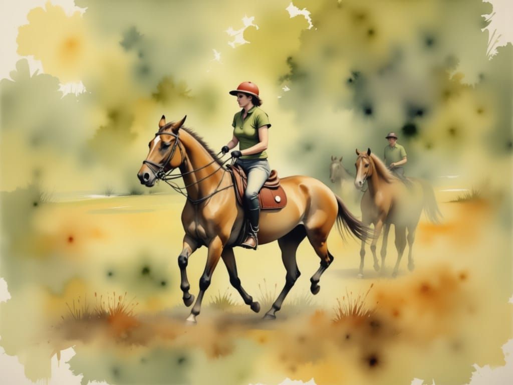 Polo Player and Horse in Watercolor Style