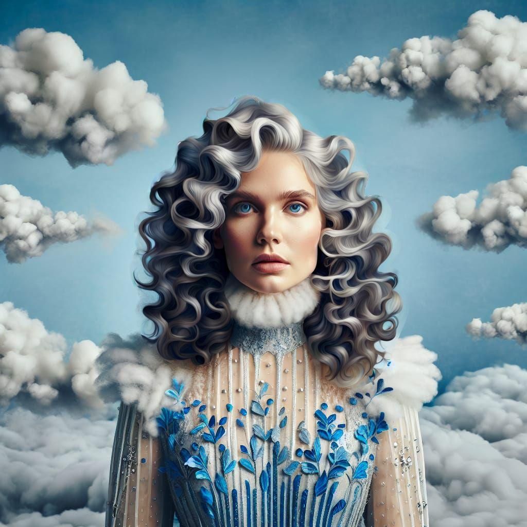 Abstract White Wavy Hair Close-up