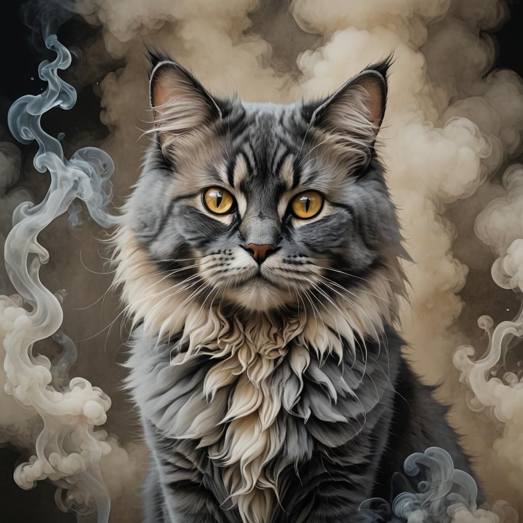 Smoke Colored Cat: Hyperrealistic Digital Masterpiece