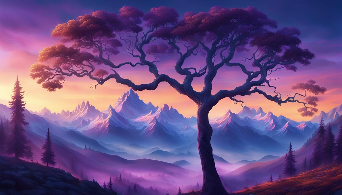 Misty Alpine Sunrise: Fantasy Landscape Painting