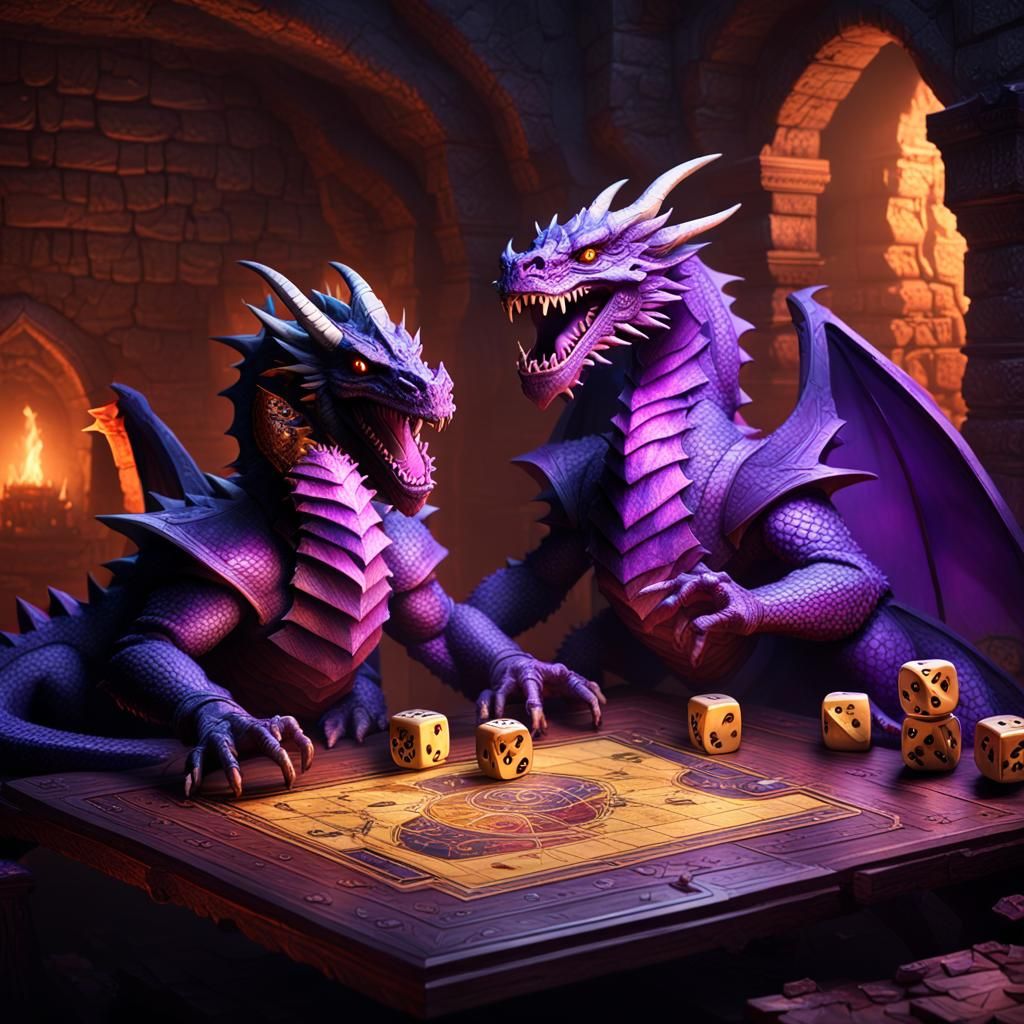 Dragons Play D&D in Hyperdetailed Dark Fantasy Art