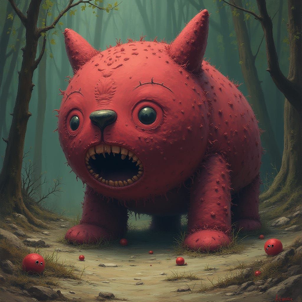 Velvet Bulette Monster in Dark Whimsical Style