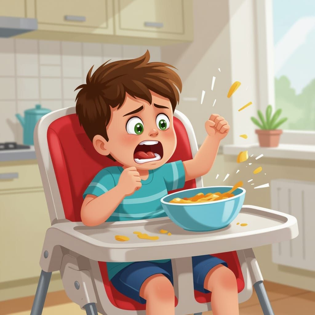 Humorous Cartoon of Boy Throwing Tantrum