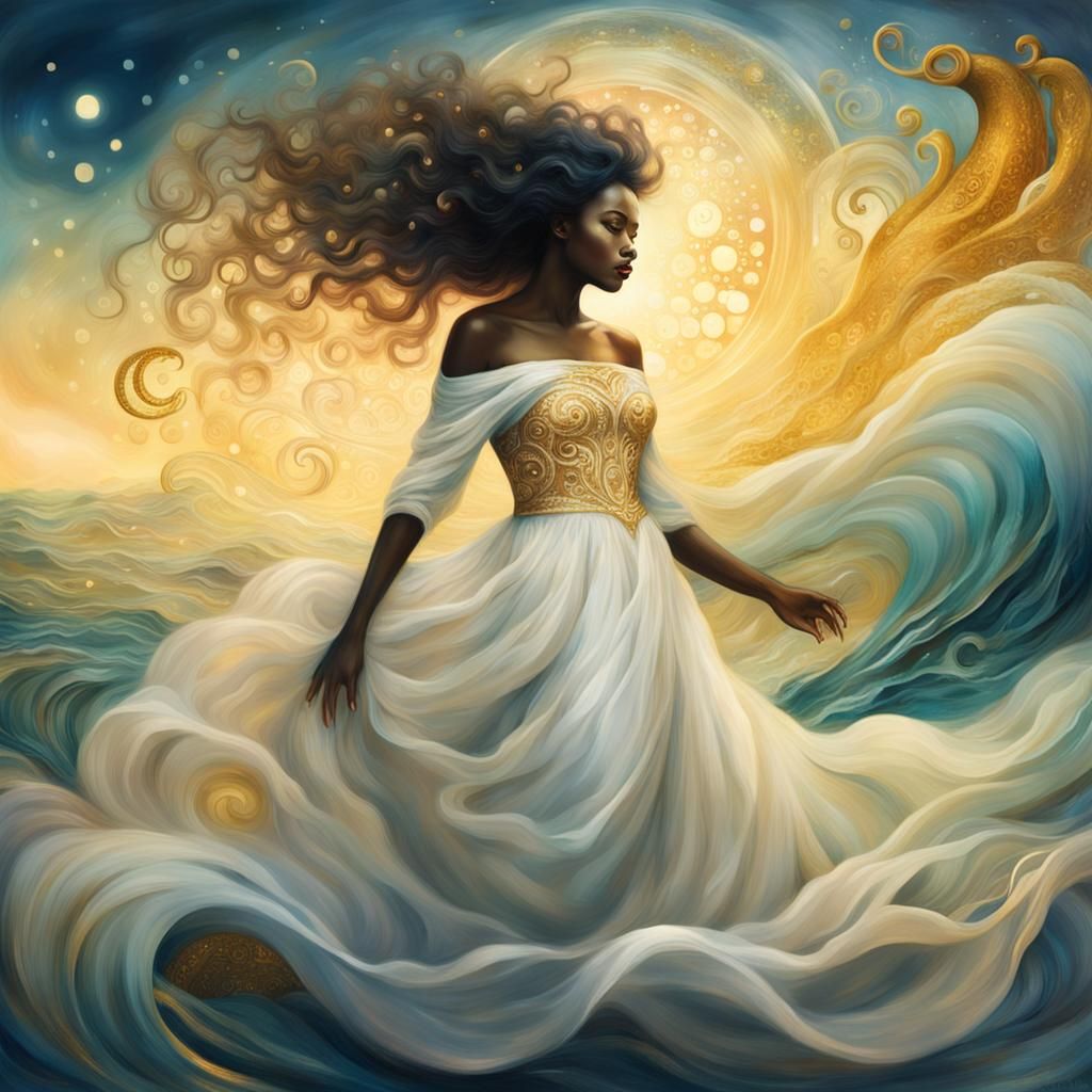 Woman Emerges from Sea in Symbolist Style