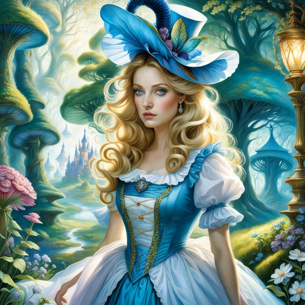 Alice in Wonderland Portrait in Romantic Style