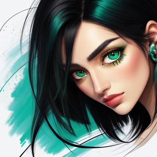 Heterochromatic Woman in Abstract Art Style