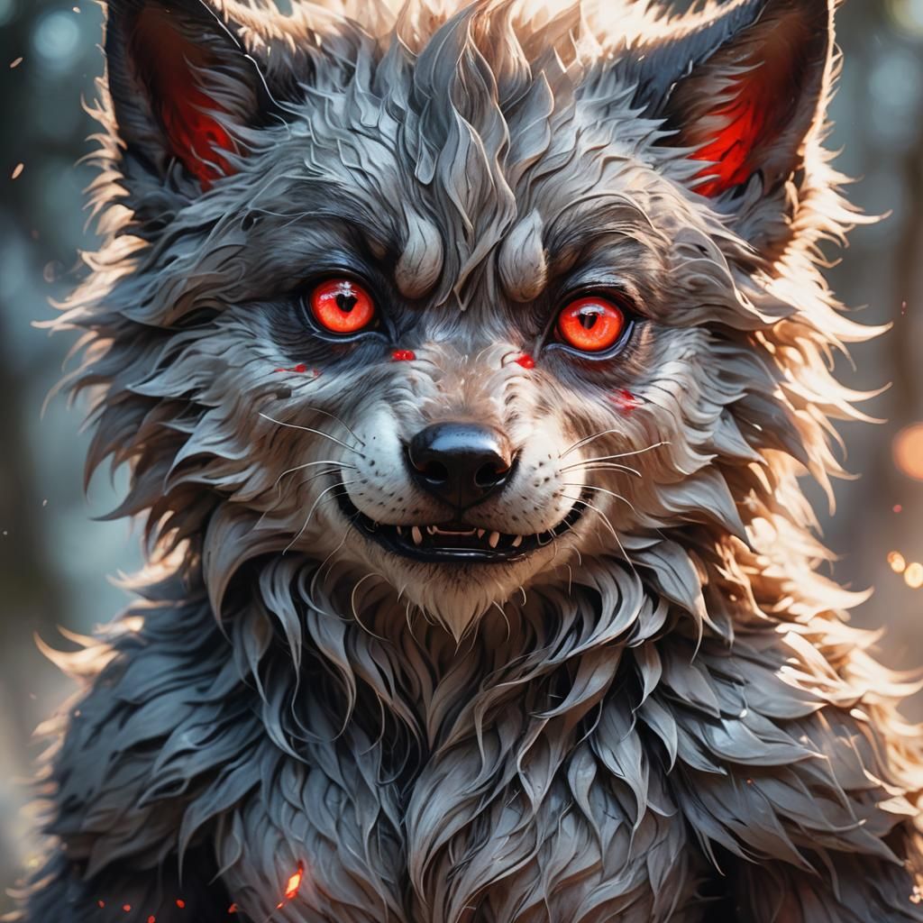 Baby Werewolf's First Transformation: 3D Anime Digital Art