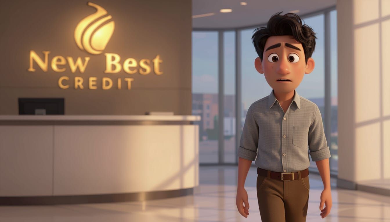 Nervous Man in 3D Disney Pixar Style Office