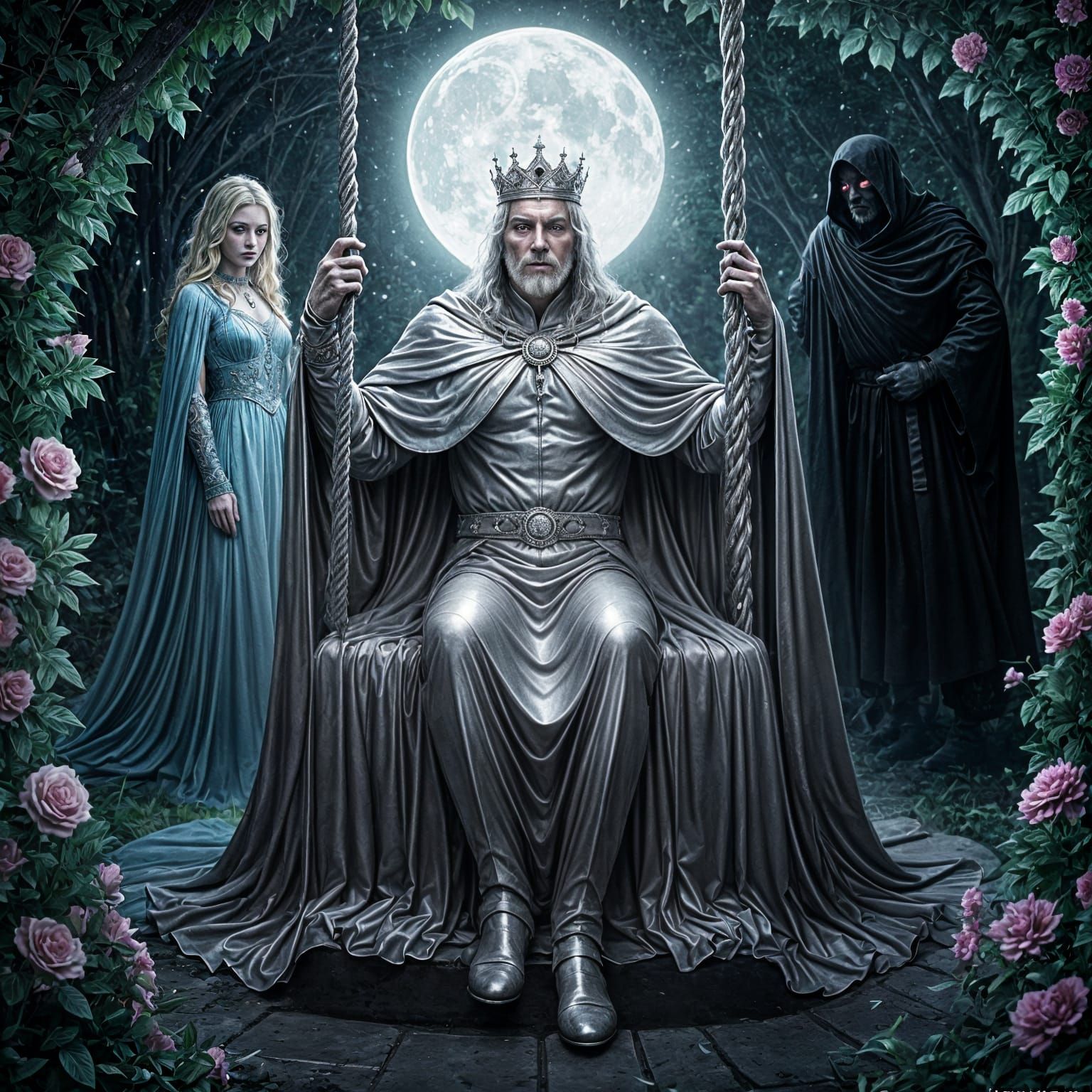 Enchanted Silver King in Moonlit Garden