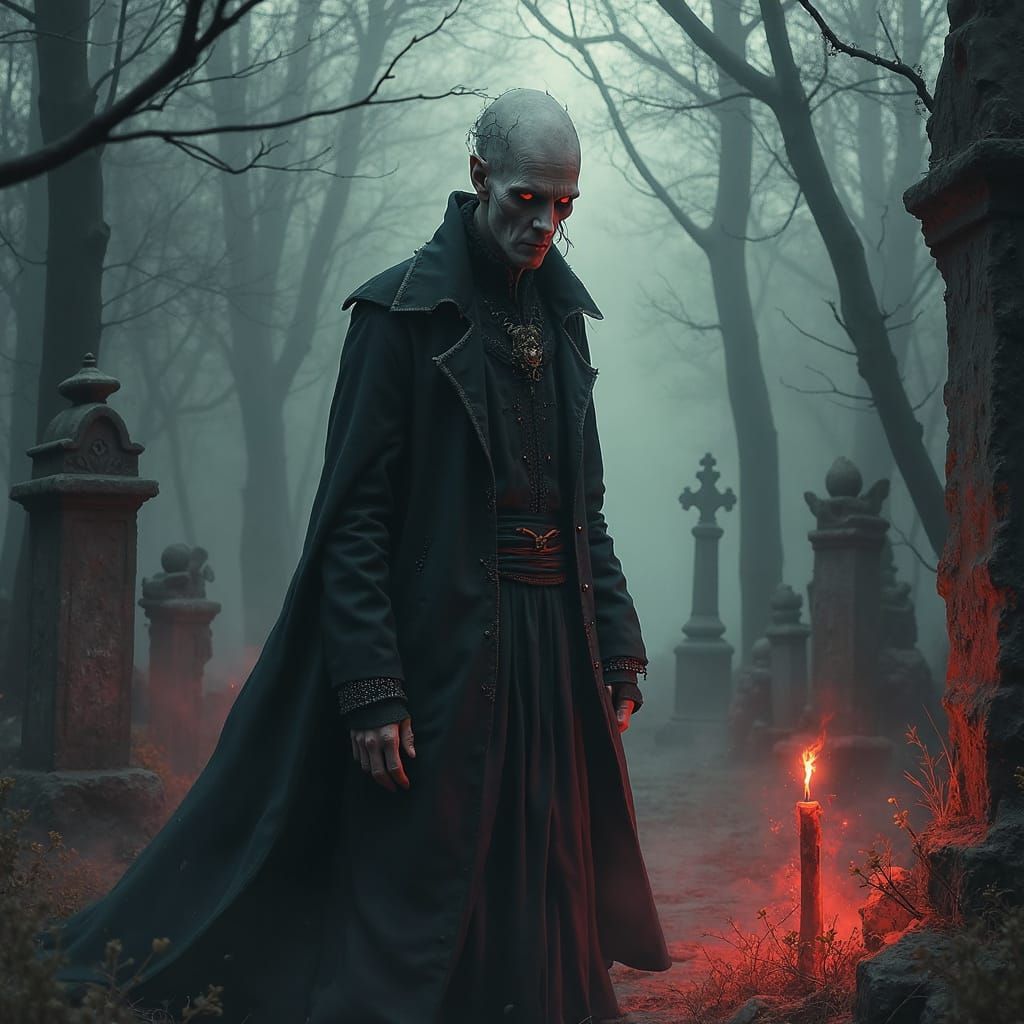 Ukrainian Folklore Vampire Upyr in Dark Gothic Art