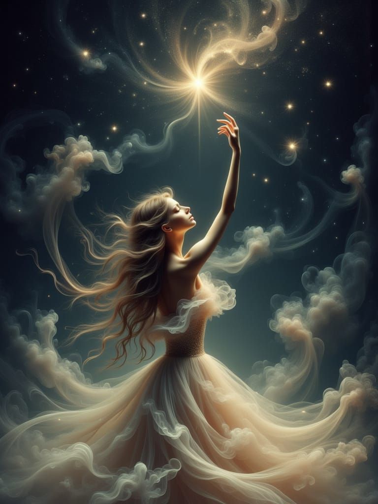 Woman Plucking a Star from the Night Sky
