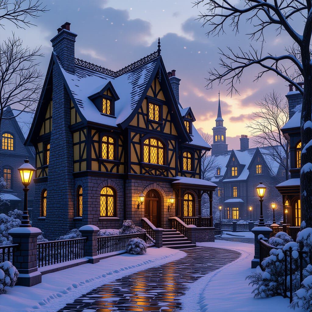 Winter in Greenwich, New York: Dark Fantasy Concept Art