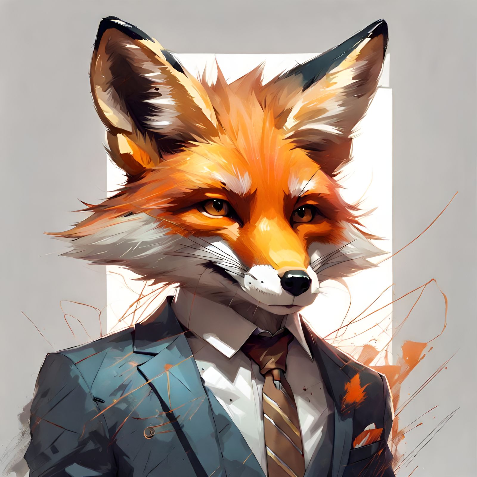 Fox Businessman Portrait in Digital Art Style