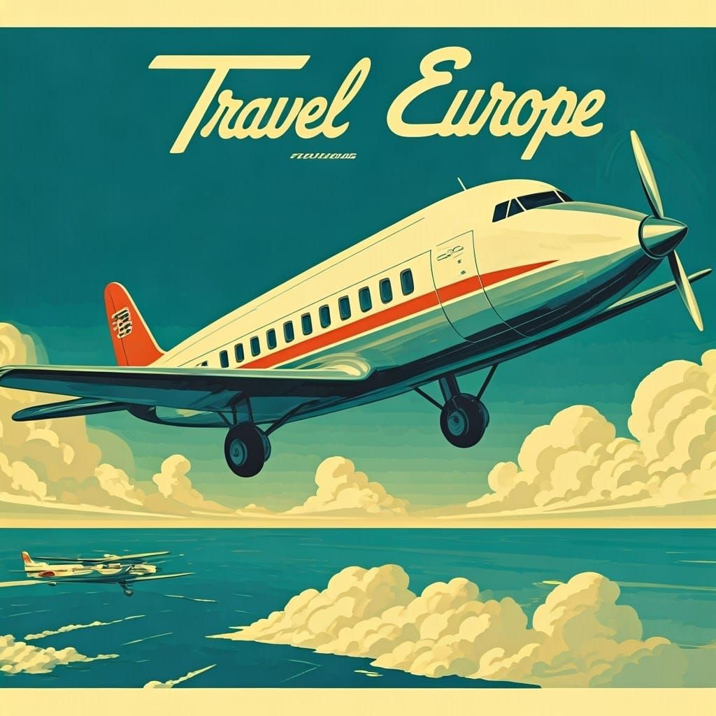 1950s Europe Travel Poster in Comic Book Art
