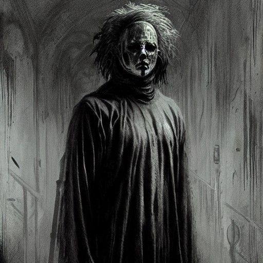 Menacing Michael Myers in a Dark Horror Style