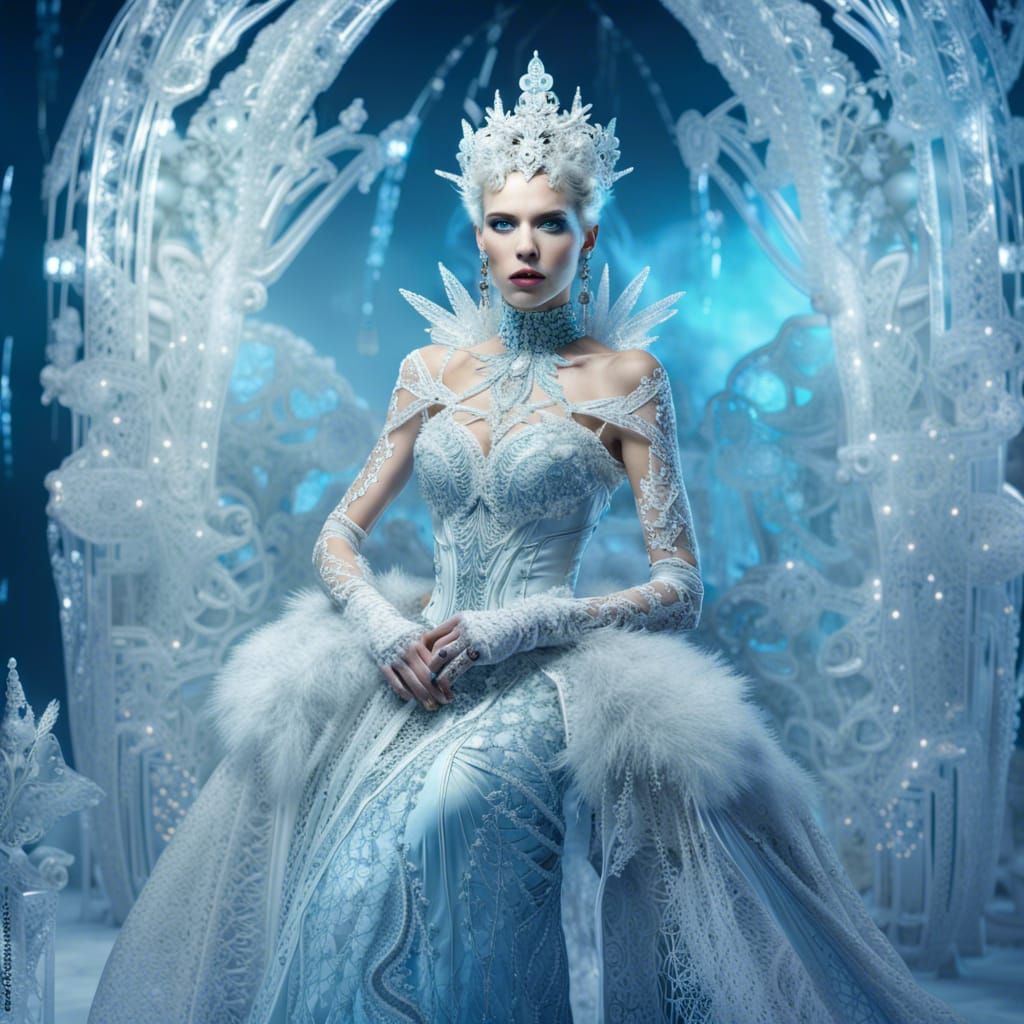 Ice Queen Supermodel in Intricate Ice Lace