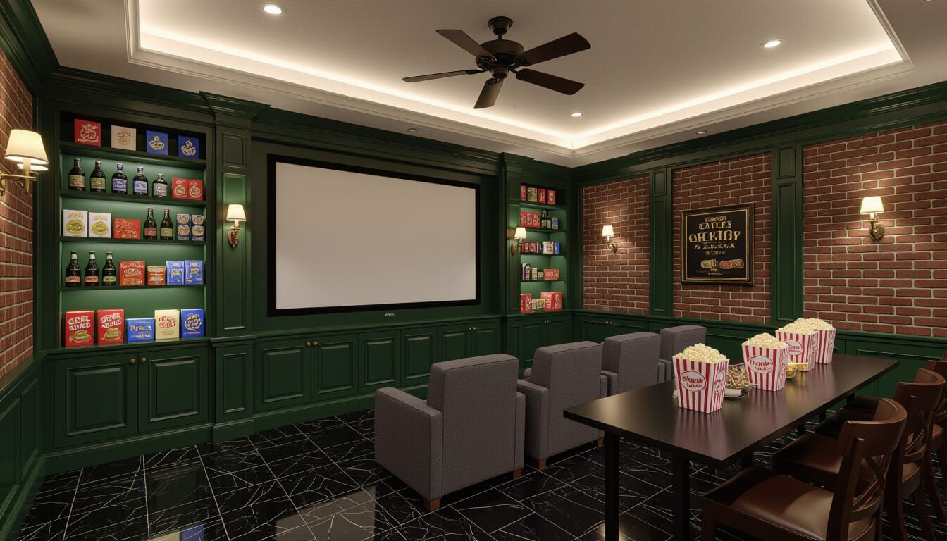 Victorian Home Theater with Luxe Seating
