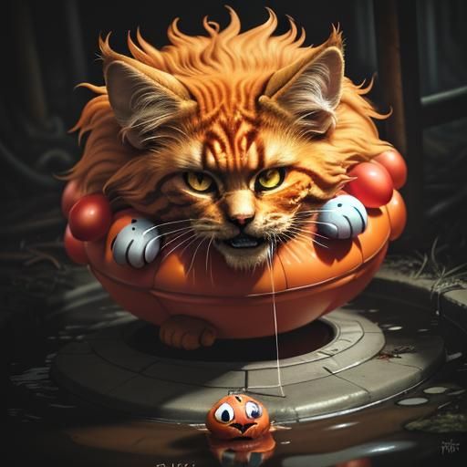Garfield as Pennywise in Surreal Dark Fantasy